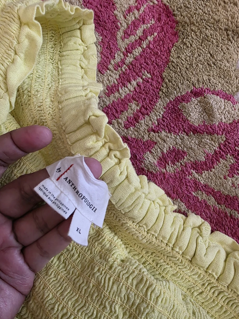 Anthropologie Yellow Smocked Halter Wide-Leg Eyelet Jumpsuit - Picture 3 of 3